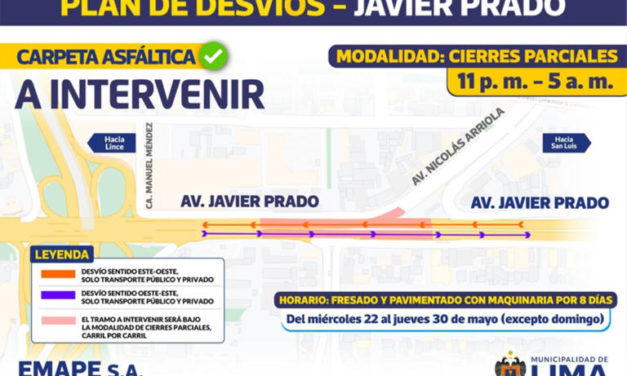 ¡Atención! Desvío por cierre parcial de avenida Javier Prado 
