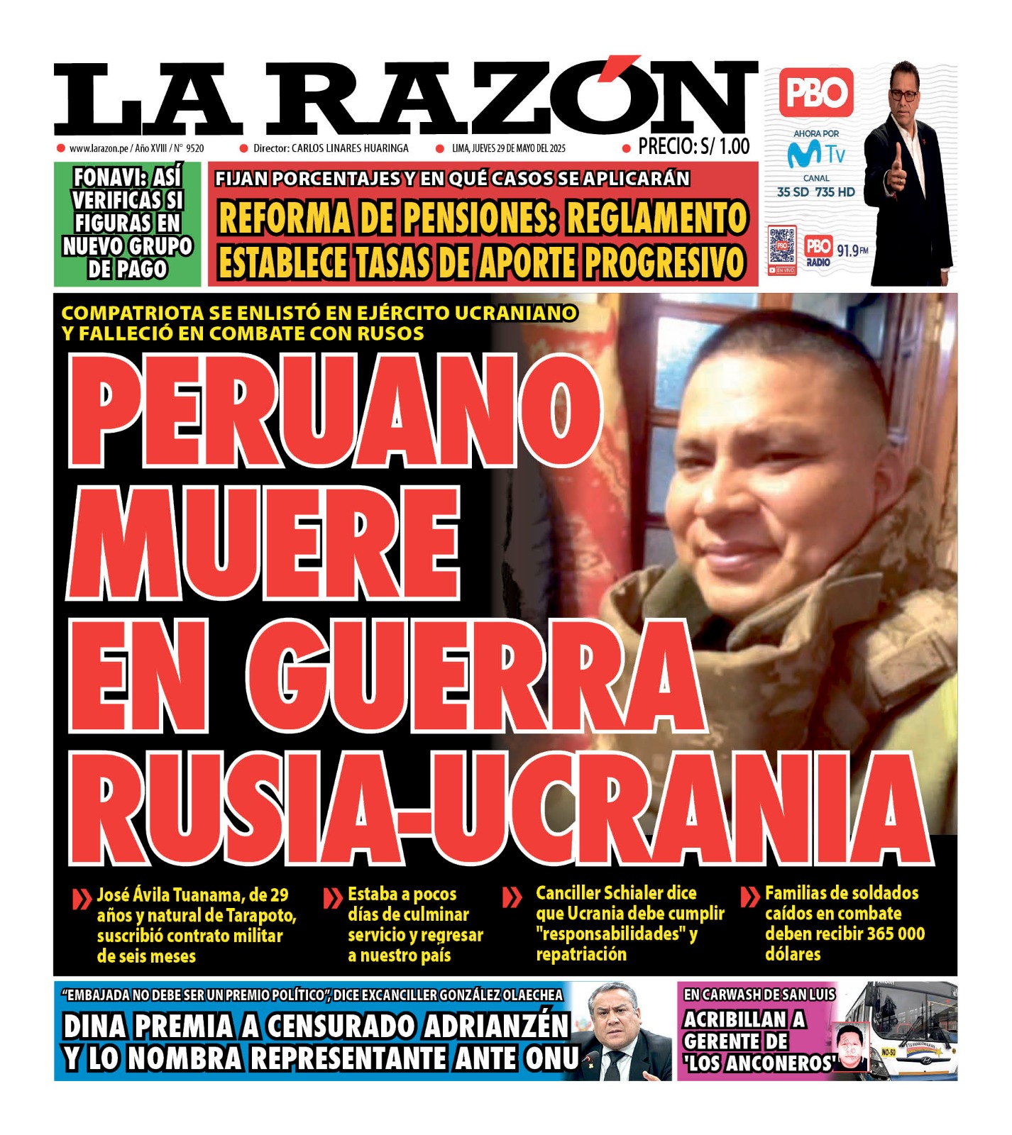 Portada Diario La Razón (29/05/2025)