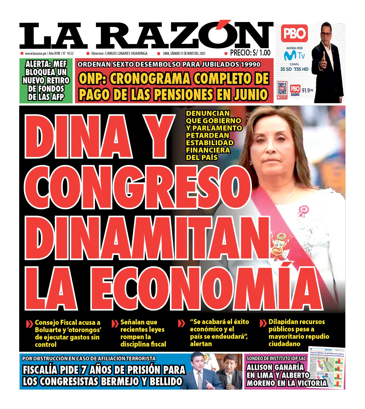 Portada Diario La Razón (31/05/2025)