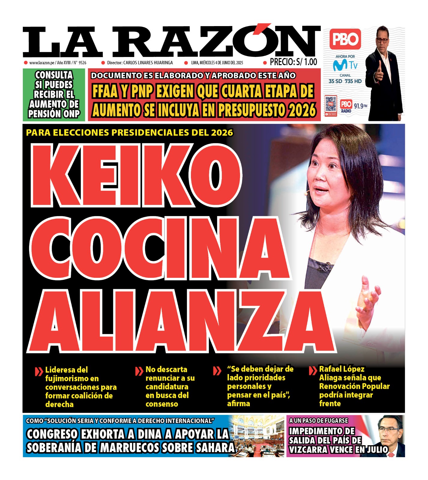 Portada Diario La Razón (04/06/2025)