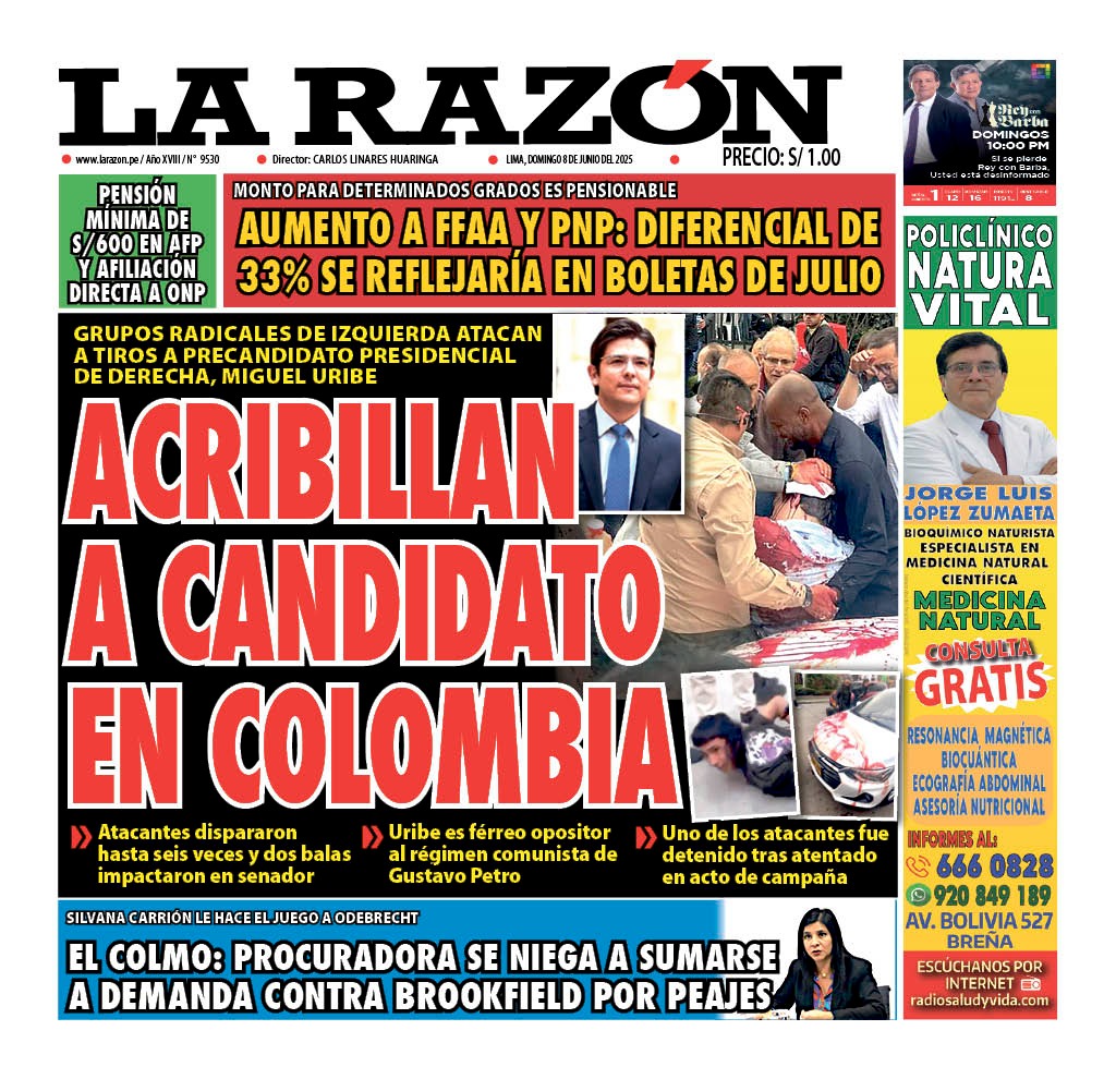 Portada Diario La Razón (08/06/2025)